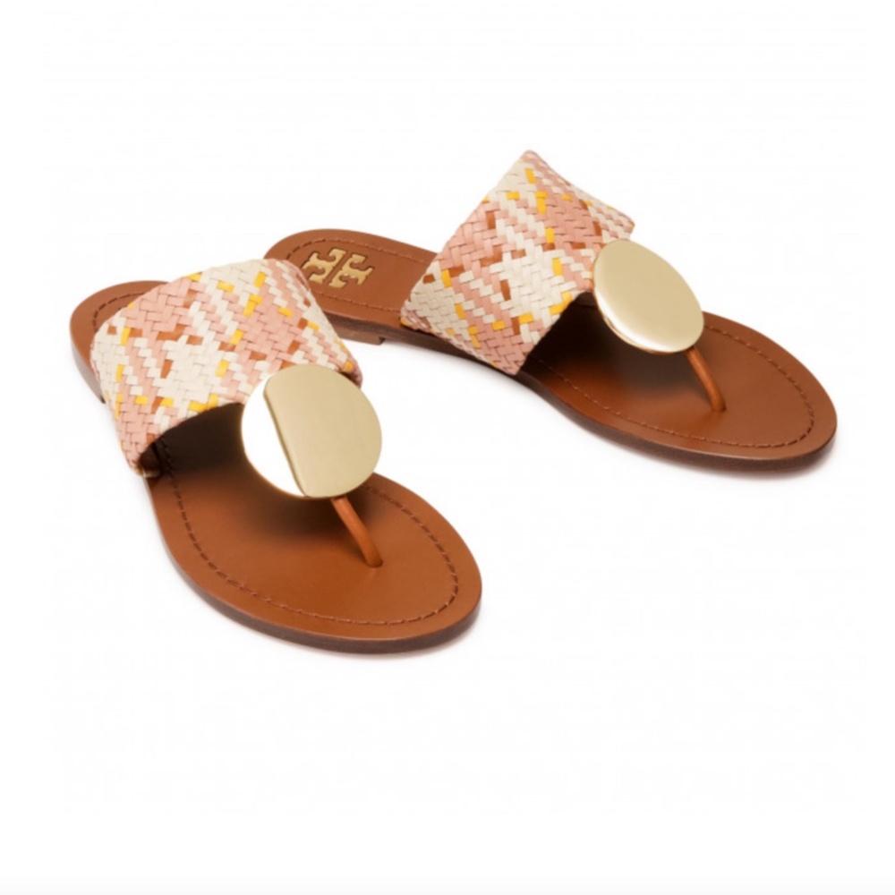 NWT Tory Burch Patos Disk Sandal in Neutral Woven 8 - Picture 5 of 12